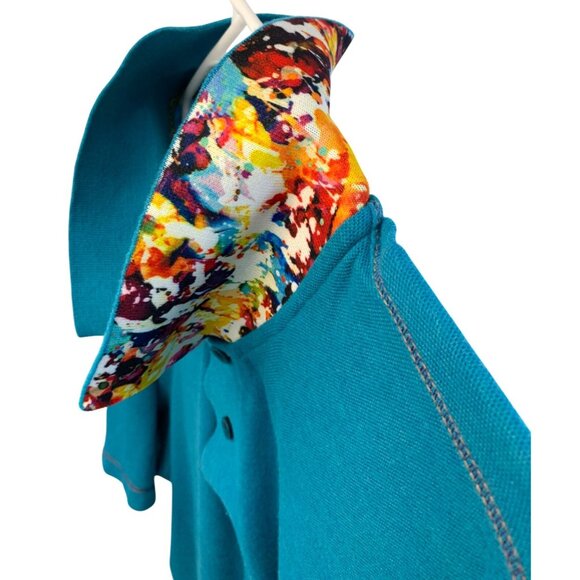 Robert Graham XL Classic Fit Teal Polo Shirt Contrast Accent RN10527 Vacay - Picture 2 of 10